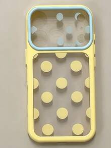 Simple Cute Hot Pink Yellow Polka Dot Contrast Color Clear Phone Case With Compatible With IPhone 17 Pro Max 17 Pro 17 16 Pro Max 16 Pro 16 15 Pro Max 15 Pro 15 14 Pro Max 14 Pro 14 Creative Candy Color Shockproof Back Cover - Light Yellow - View 3