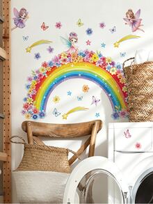 Dreamy Rainbow Series Removable Wall Stickers Panda Sloth Floral Fairy Multiple Styles Waterproof PVC Self-Adhesive Decals For Bedroom Bathroom Kindergarten DIY Princess Nordic Style Cute Home Decor - Wall Stickers - View 8