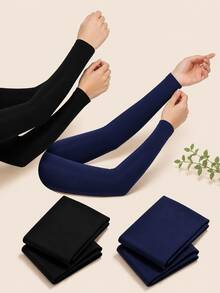 2 Pairs Solid Color Bohemian Sleeve Covers, Modal Elastic Arm Warmers For Vacation And All Seasons - A - View 5