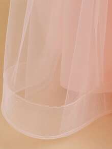 Tween Girls Lace Long Sleeve Bow Mesh Elegant Ball Gown Dress For Hosting Parties, Headband Not Included - Baby Pink - View 9