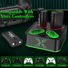 Suitable For The Entire X-B Series Of Handles. 4-In-1 Charging Kit With 4 3360mAh Large-Capacity Batteries. Fast Charging. 5 Hours Of Continuous Play. 15-20 Hours Of RGB Ambiance Lighting. - Black - View 3