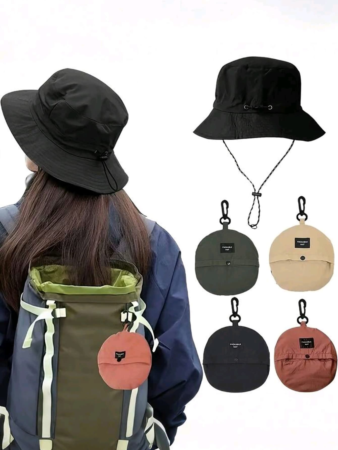 1 chiếc mũ xô mỏng chống nước ngoài trời, có thể gấp gọn, mũ che nắng unisex, mũ câu cá chống tia UV, dùng cho đi biển và du lịch - A - Xem 1