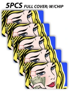 1/2/4/5pcs Crying Girl Credit Card Stickers, Anime Yellow Hair Girl Party Birthday Gift, PVC Material Anti-Fingerprint Anti-Scratch Wear-Resistant Skin, Suitable For Men, Women, Couples, Small Chip Card, Bank Card Decoration Stickers, Credit Card, Transit Card, Student Campus Card DIY, Privacy Protection - Type a - View 14