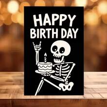 A Humorous Skeleton Birthday Card Designed For Adults, Featuring A Unique Gothic Style, Ideal For Friends, Coworkers, And Halloween-Themed Birthday Parties - Sets - View 5