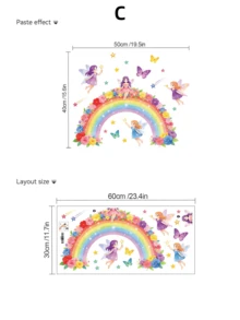 Dreamy Rainbow Series Removable Wall Stickers Panda Sloth Floral Fairy Multiple Styles Waterproof PVC Self-Adhesive Decals For Bedroom Bathroom Kindergarten DIY Princess Nordic Style Cute Home Decor - Wall Stickers - View 13