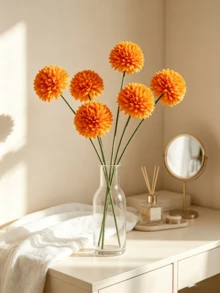 1/5/12pcs Artificial Chrysanthemum Balls,Hydrangeas,Wedding Decor,Home Vase,Living Room,Bedroom,Bedside Floral Arrangement,Birthday Party Decor,Valentine's Day Gifts,Thanksgiving,Harvest Festival,Autumn,Fall Decor,Fake Flowers,Christmas Decor - Multicolor - View 2