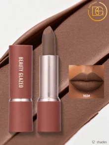 beauty glazed Set de Lápiz Labial Mate, Color Nude, Hidratante, de Larga Duración, Caja de Regalo Cosmético Resistente al Agua - #102 - Ver 11