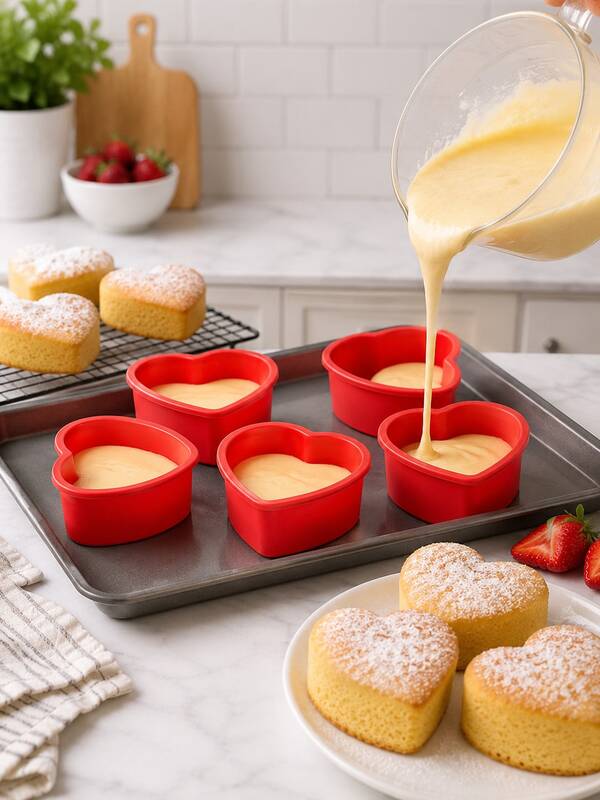 Heart-Shaped Silicone Mold, Heat-Resistant Kitchen Oven Mousse Creative Pudding Dessert Cake Mold
