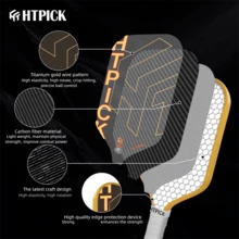 HTPICK 金鈦絲匹克球拍,專業比賽球拍,平衡攻防控制,高端 PMI 核心材質,USAPA 認證,適用於學校、俱樂部和健身房運動設備 - 彩色 - 查看 6