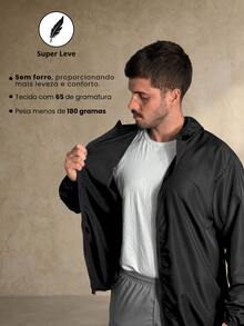kit 2 jaquetas corta vento impermeavél masculina super leve - Preto e Azul Marinho - Visão 5