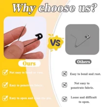 1 Set Box Of 250 Heavy Duty Safety Pins, 6 Different Sizes, Black & Silver Mixed, For Clothing And Garments - Multicolor - View 10