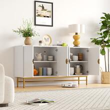 Sideboard White 160cm – Cabinet With Four Doors - 白色 - 查看 11