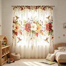 1 buah Tirai Tipis Cetak Digital, Motif Botani Camellia dan Burung Kolibri Vintage, Gaya Retro Pedesaan Amerika, Desain Kantong Batang, Cocok untuk Dekorasi Kamar Tidur, Dapur, dan Ruang Tamu, Poliester - MultiWarna - View 7