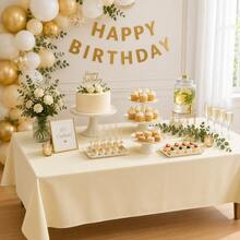 1/3/6/12pcs Ivory White Solid Color Plastic Party Tablecloths - 54" X 108" - Disposable Tablecloths, Suitable For Parties And Picnics, Perfect For Weddings, Christmas, Thanksgiving, Halloween - Ivory White - View 3