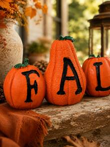 FALL Pumpkin Garden Decor Set, Autumn Harvest Outdoor Yard Ornament, Mini Pumpkin Figurines For Porch Patio Balcony Planter, Halloween Thanksgiving Garden Statue, Farmhouse Fall Yard Decoration - A - View 5