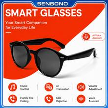 SENBONO New AI Translation Smart Audio Glasses, Hall Sensor One-Click Activation, Wireless Calls, Music Playback, Hands-Free Phone Calls, Camera Control, Voice Wake-Up, Fashionable Smart Glasses, Suitable For Men And Women, Gift For Friends, Birthday Gift - View 10