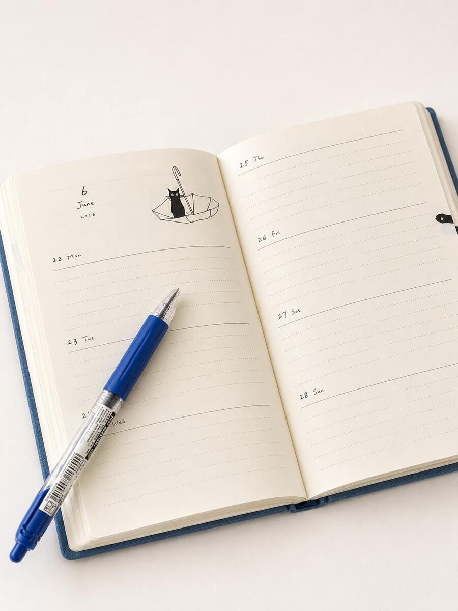 OBOVAY Black Cat & Apple Illustration Weekly Planner - Cat Themed Agenda | Multifunctional Notebook For Schedule, Habit Tracking, Creative Writing And DIY Bullet Journaling | Writing Journal, Memory Diary, Self-Discipline Tracker, For Efficient Scheduling And Planning - Multicolor - View 1