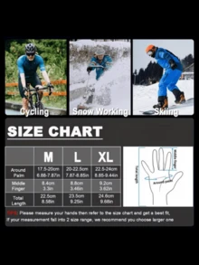 1 Pair Men's Winter Cycling Gloves, Outdoor Sports Running Motorcycle Skiing Touchscreen Anti-Slip Warm Full Finger Gloves - Multicolor - View 2
