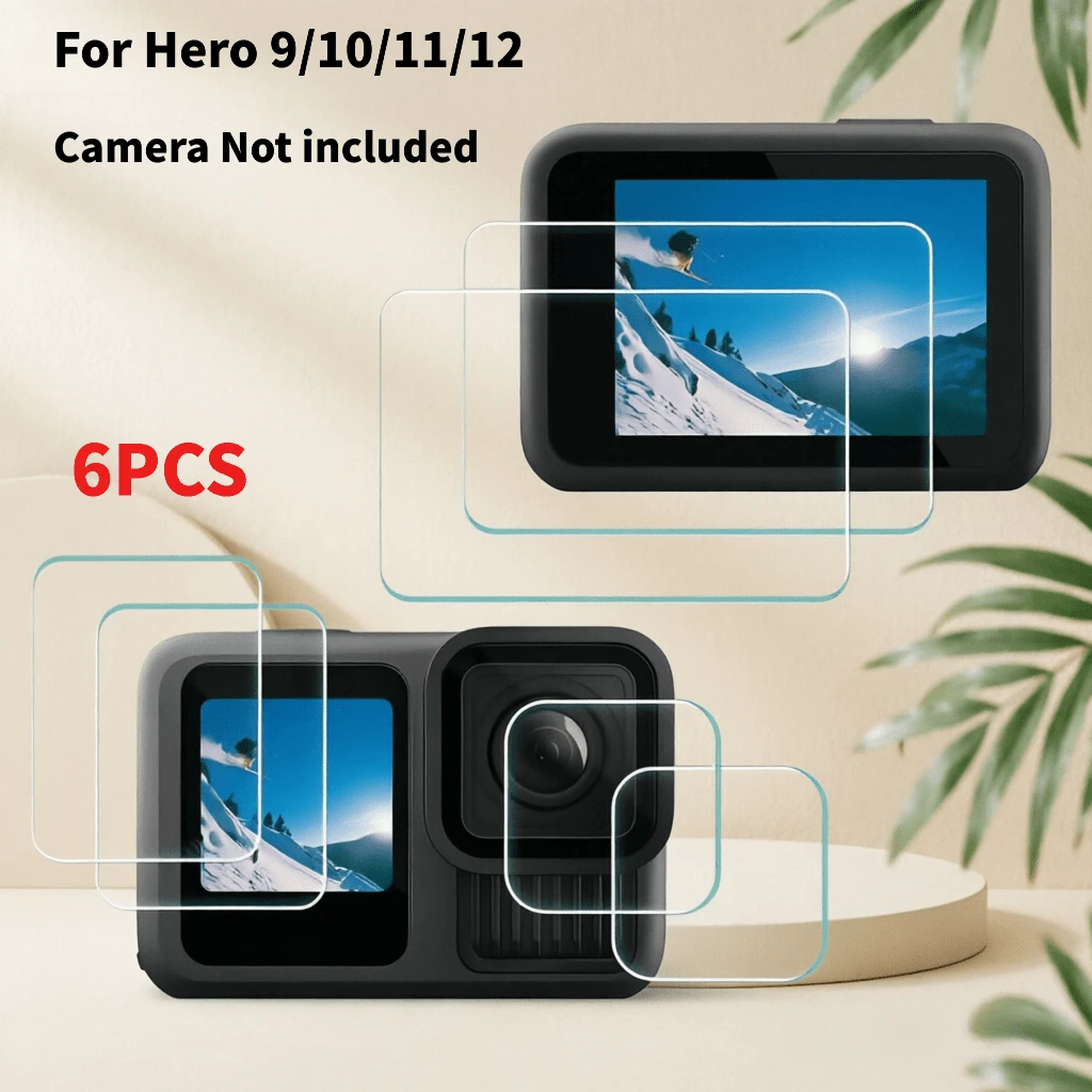 (6件組) 相容 Hero 12/11/10/9,超清晰鋼化玻璃螢幕保護貼 + 鋼化玻璃鏡頭保護貼 + 鋼化玻璃前蓋保護貼,2.5D 鋼化玻璃,耐刮耐磨,易於安裝 - 查看 1