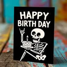 A Humorous Skeleton Birthday Card Designed For Adults, Featuring A Unique Gothic Style, Ideal For Friends, Coworkers, And Halloween-Themed Birthday Parties - Sets - View 7