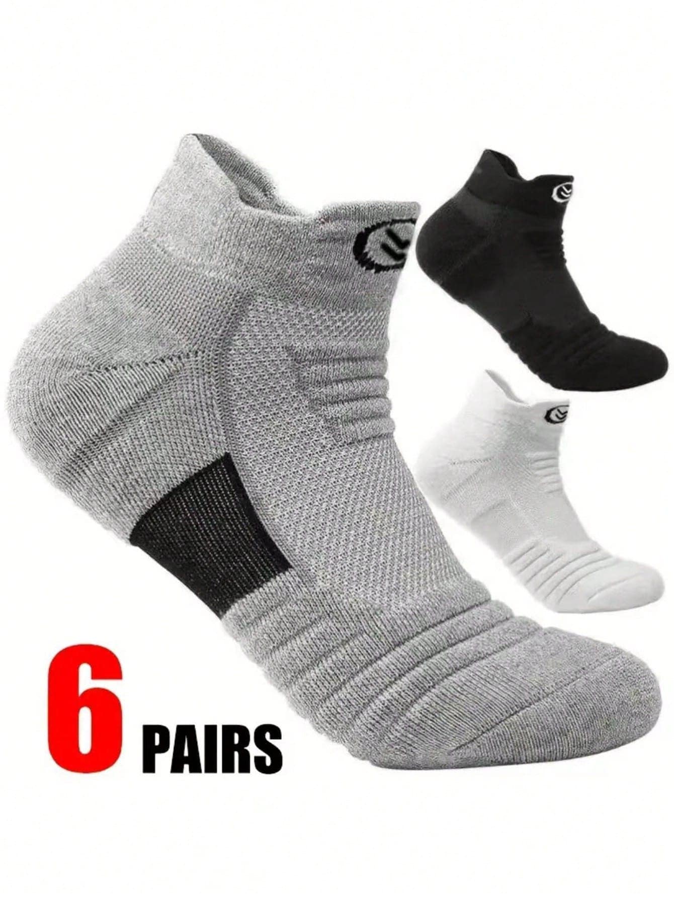 Men's Cushioned Ankle Socks, Thick Terry Bottom Low-Cut Sports Socks, Breathable Non-Slip Running Basketball Casual Daily Wear Socks - Multicolor - View 1