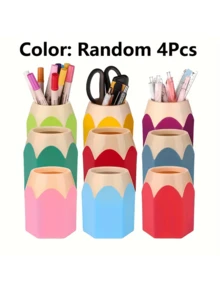 1 pezzo Portapenne colorato, scatola di stoccaggio da scrivania carina, colore casuale, tazza in plastica PE con scatola, organizer per cancelleria, adatto per la decorazione di casa e ufficio, supporto creativo per cancelleria, tono chiaro, stoccaggio per spazio di lavoro personale - Multicolore - Visualizzare 4