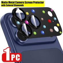 CASECOPS 1件裝 閃亮水鑽相機鏡頭保護貼 適用 17 Pro Max/17 Pro，4色，全覆蓋相機蓋，可愛鑽飾鏡頭防護，防震防刮 9H 鋼化玻璃，AR 高清拍照品質，防水，相容手機殼 - 1片彩鑽鎧甲 - 查看 18