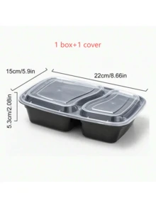 50/20/10/1 Pack Reusable 2-Compartment Meal Prep Containers With Lids, Durable Leak-Proof, Microwave, Freezer, Dishwasher , Portable For On-The-Go, Black - Black - View 14
