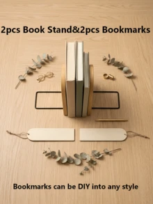 4pcs/2pcs/1pcWooden Book Stand Paired With A Black Metal Base Suitable For Book Organization, Office Storage, And Home Decoration It Is Also Suitable As A Holiday Gift For Book Lovers - Multicolor - View 13