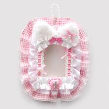 6pcs Cute Japanese Style Lace Photo Card Holders, 6 Colors Plaid Fabric Lanyard Badge Holders, 3 Inch Photo Card Sleeves, Anime ACG Collection Card Storage, Idol Photo Protective Covers, Keychain Bag Pendant, Student ID Card Holder, Gift For Girl Fans - One Size Fits All - View 12