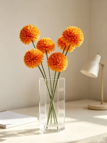 1/5/12pcs Artificial Chrysanthemum Balls,Hydrangeas,Wedding Decor,Home Vase,Living Room,Bedroom,Bedside Floral Arrangement,Birthday Party Decor,Valentine's Day Gifts,Thanksgiving,Harvest Festival,Autumn,Fall Decor,Fake Flowers,Christmas Decor - Multicolor - View 1