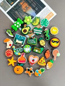28 Pieces / Sets. The Green And Orange Summer-Themed Decorative Buttons Are Suitable For DIY Making Of Slip-On Shoes And Make Great Gifts For Friends. - Green - View 13