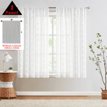 COSENNATUR 1pc White Pom Pom Striped Jacquard Semi-Sheer Curtain, Rod Pocket Design, Lightweight Soft Washable, Modern Minimalist Style, Suitable For Living Room, Bedroom, Dining Room, Office, Wedding Decor - White - View 15