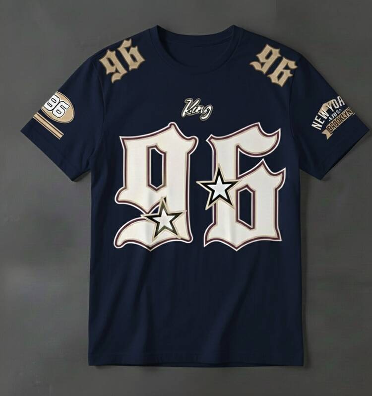 Unisex T-Shirt Streetwear New York King 96 Street Style Stylish Printed Shirt For Men And Women - 100% Cotton Promotion Free Fast Shipping - Dark Blue - View 5