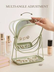 Vintage European Style Makeup Mirror, Desktop Makeup Mirror With Adjustable Stand, High Definition Imaging, Portable Touch-Up Mirror, Suitable For Dorm, Travel, Bathroom, Office, Desk, Back To School, Christmas Gift, For Women, Girls, Students, Teenagers - Multicolor - View 9