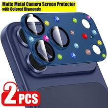CASECOPS 2件裝閃亮水鑽相機鏡頭保護蓋，適用 17 Pro Max/17 Pro，4色可選，全覆蓋相機保護蓋，可愛鑽飾鏡頭防護，防震耐刮 9H 鋼化玻璃，AR 清晰拍照品質，防水，相容手機殼 - 2片彩鑽鎧甲 - 查看 15
