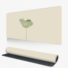 1 buah Alas Meja Besar Minimalis Berwarna-warni Motif Teratai Krem, Alas Mouse Panjang Anti Air dan Anti Selip, Alas Keyboard Bermotif Bunga dengan Tepi Jahitan, Cocok untuk Dekorasi Meja Kantor Siswa Perempuan - Seri Botani Minimalis - View 2
