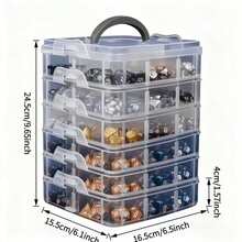 Large 5/6-Layer Transparent Storage Box With Lid And Handle, Suitable For Storing Jewelry And Valuable Items. Transparent Tool Storage Box, Home Screw, Wrench, Hardware Accessories Sorting Storage Box, With Snap Closure Design, Removable Grid, Also Suitable For Storing Sewing Supplies, Accessories And Office Supplies. - Multicolor - View 11