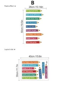 Playful Colorful Pencil Series Removable Wall Stickers, Inspirational Slogans Watercolor Multiple Styles, Self-Adhesive Waterproof PVC Stickers For Study Room, Classroom, Wall, Refrigerator, DIY Home Decor, Back To School Atmosphere - Wall Stickers - View 14