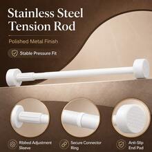 Adjustable Tension Rod - Made Of Stainless Steel With Plastic End Caps, Easy To Install Without Drilling, Suitable For Shower Curtains, Window Curtains, Door Curtains, Clothing Storage And Balcony Drying - Available In Silver, Black And White - Multicolor - View 14