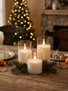 1/2/3pcs LED Flameless Candles With Remote Control And Timer, Suitable For Table Centerpiece Decoration, Wedding, Garden, Holiday Party - Transparent - View 5