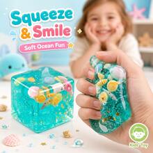 Malt Candy Ocean Ice Cube Squeeze Toy Island Shell Star Soft Rubber Square Toy, Jelly Texture Squeeze Stress Relief Handheld Toy, Soft And Bouncy, Suitable For Desk Decor, Stress Relief And Holiday Small Gifts - Multicolor - View 6