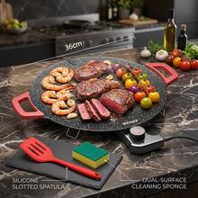 Aoran Large Electric Griddle With Silicone Spatula & Scouring Sponge, Non-Stick Round Electric Skillet With Adjustable Temperature Control, Dual Heat-Resistant Handles Fast Even Heating Grill Pan For Breakfast, Steak, BBQ, Indoor & Outdoor Cooking - US B Type Plug(110-127V) - View 11