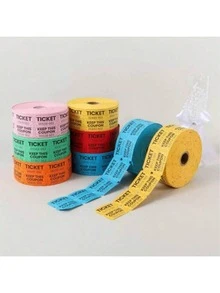 1 Roll Of 500 Consecutively Numbered Raffle Tickets, Used For Events, Classroom Awards, Movie Nights, Prizes, Event Supplies, Tear-Resistant Materials, Cardboard For Party Organizers, Carnival Tickets, Available In Multiple Color Options (250 Pairs) - View 2