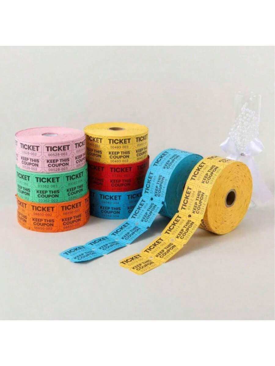 1 Roll Of 500 Consecutively Numbered Raffle Tickets, Used For Events, Classroom Awards, Movie Nights, Prizes, Event Supplies, Tear-Resistant Materials, Cardboard For Party Organizers, Carnival Tickets, Available In Multiple Color Options (250 Pairs)