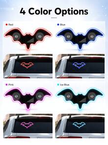 GLANBERT Solar Powered Bat LED Car Light, Wireless RGB Visor Atmosphere Lamp | 100% Solar Powered Bat-Shaped LED Car Lamp. Wireless RGB Ambient Light With Dual Smart Motion Light Sensors & Suction Cup.Festival Decorative Lights - Solar Power + USB Power - View 3