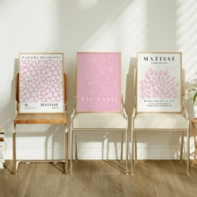 3 piezas de arte de pared decorativo de estilo moderno, conjunto de pintura de pared rosa estilo Matisse y Picasso - Póster de mercado floral abstracto, impresión en lienzo, adecuado para decoración de sala de estar, dormitorio, comedor (sin marco), regalo de cumpleaños, graduación, decoración de cocina, decoración de hotel, decoración de oficina - A - Ver 7