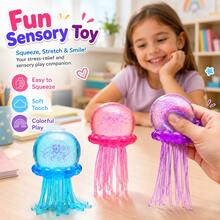 1/2/3pcs Glitter Jellyfish Toys, Fun Sensory Toys For Kids, Soft Grip Design, Suitable For Party Favors, Classroom Rewards, Holiday Surprise Gifts - Multicolor - View 6