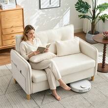 Sofa Beige Made Of Wood For Living Room - 米色 2 人座 - 查看 1