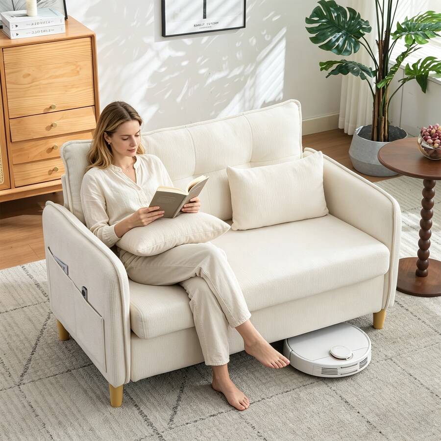 Sofa Beige Made Of Wood For Living Room - 米色 2 人座 - 查看 1